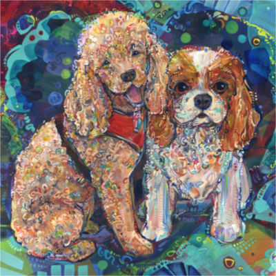 custom pet portrait of a poodle and a King Charles spaniel by contemporary artist Gwenn Seemel