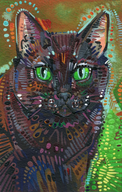 dark brown cat portrait by Lambertville artist Gwenn Seemel