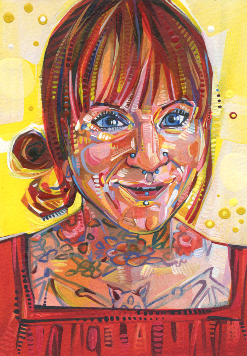 Hope Gaburo, Bucks County artist, acrylic painted portrait, created by Lambertville artist Gwenn Seemel