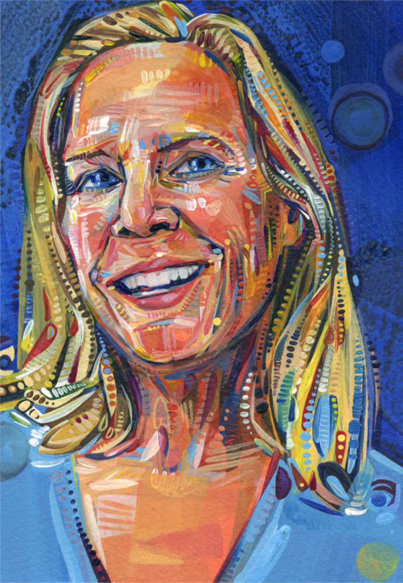 Lambertville artist Kelly Sullivan acrylic painted portrait, created by Gwenn Seemel with dynamic brushstrokes