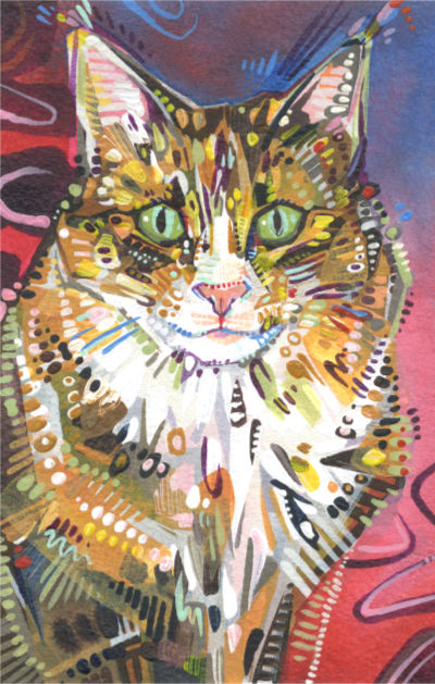 fluffy kitty portrait by Lambertville artist Gwenn Seemel