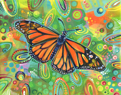 peinture acrylique du papillon monarque par l’artiste francophone Gwenn Seemel