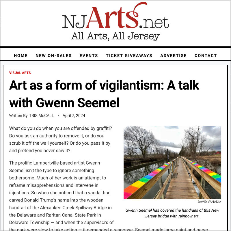 NJarts.net interview of Gwenn Seemel by Tris McCall: Art as a form of vigilantism: A talk with Gwenn Seemel