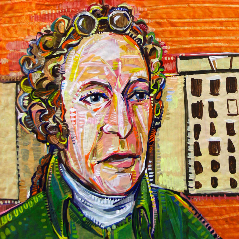 d&eacute;tail d&rsquo;une &oelig;uvre d&rsquo;art public, image repr&eacute;sentant le p&egrave;re fondateur Patrick Henry devant le Carpenters&rsquo; Hall