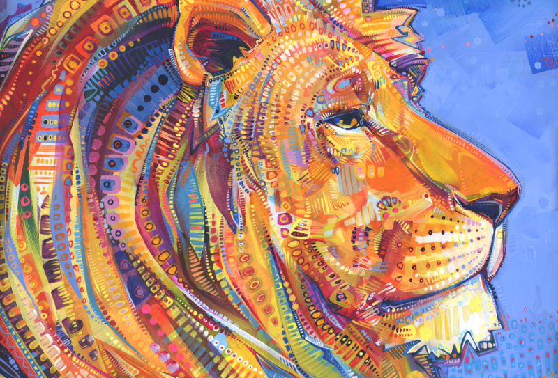 maned lioness, painting by artist Gwenn Seemel