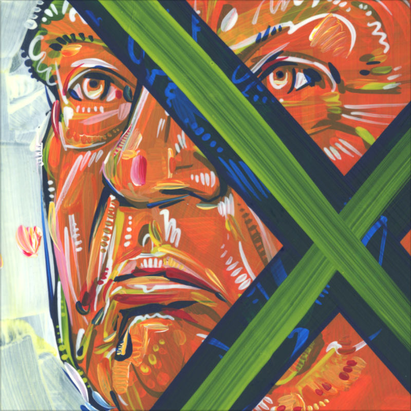 d&eacute;tail d&rsquo;une peinture d&rsquo;un homme horrible