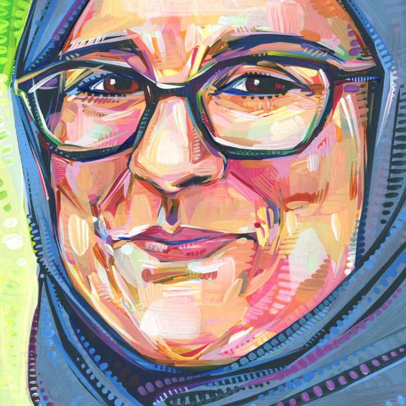 detail image of a painting of Rümeysa Öztürk
