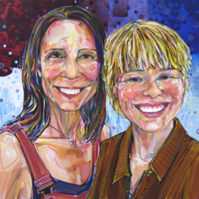 commissioned portrait of a mom and teenage child by Lambertville artist Gwenn Seemel