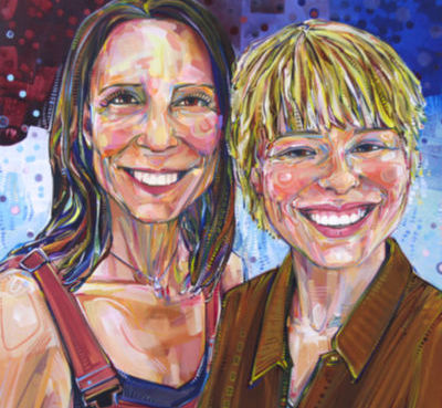 commissioned portrait of a mom and teenage child by Lambertville artist Gwenn Seemel