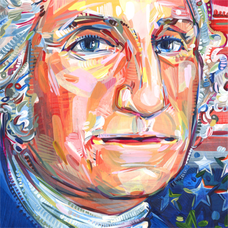 detail image of a painting of President George Washington