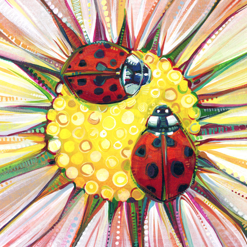 detail image of ladybug painting