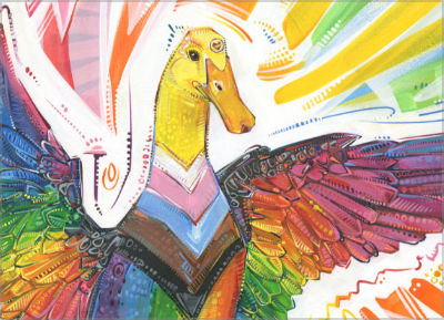 rainbow-striped duck queer pride