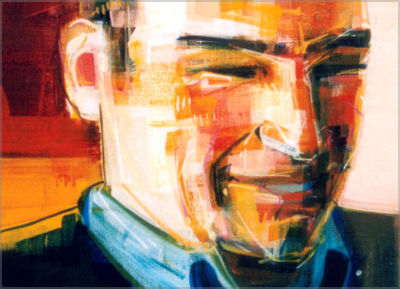 smiling handsome white man artwork by Portland artist Gwenn Seemel
