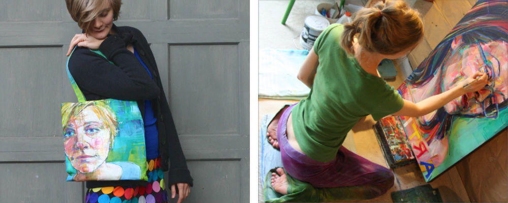l’artiste Gwenn Seemel avec un You Bag et dans son atelier en 2008