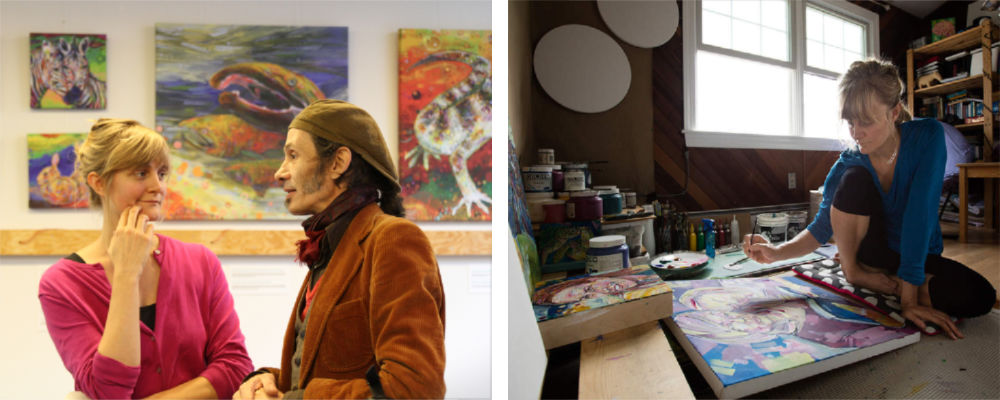 art by Gwenn Seemel in Belgium and the French-American painter in her studio in Surf City, New Jersey in 2016