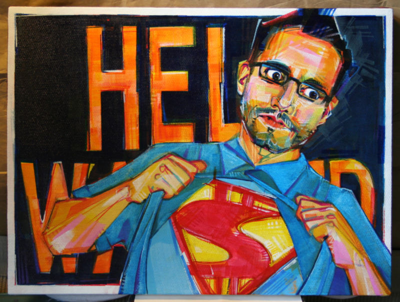 Mexican-American Superman painting in process