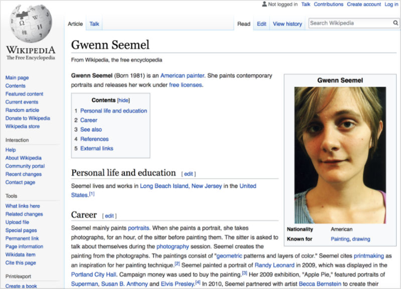 Gwenn Seemel on Wikipedia