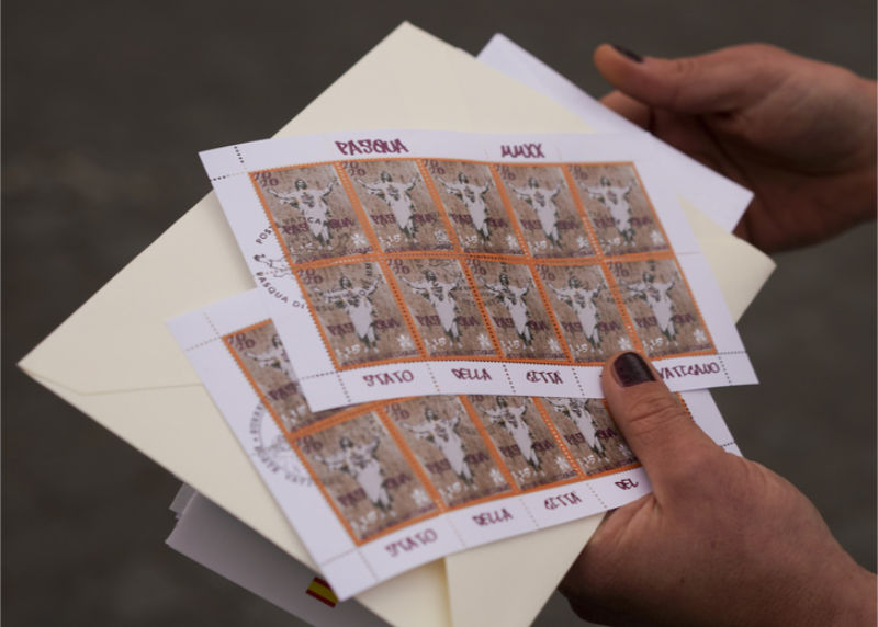 Alessia Babrow Gesù Cristo Risorto on the Vatican’s stamps
