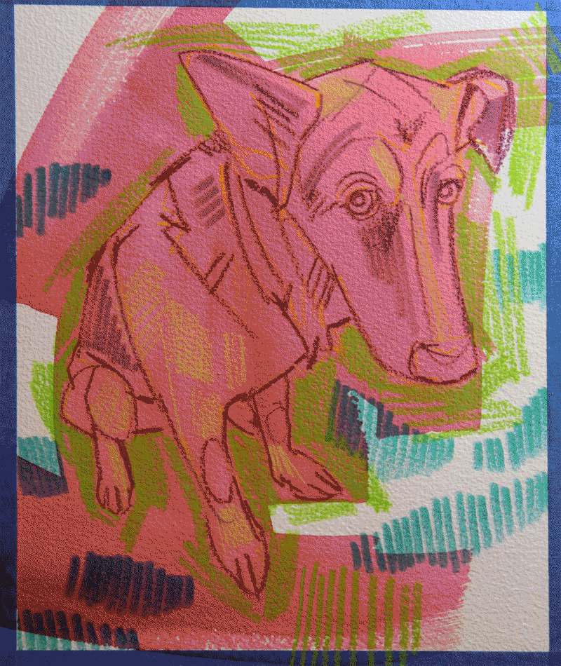 Gwenn Seemel dog painting process
