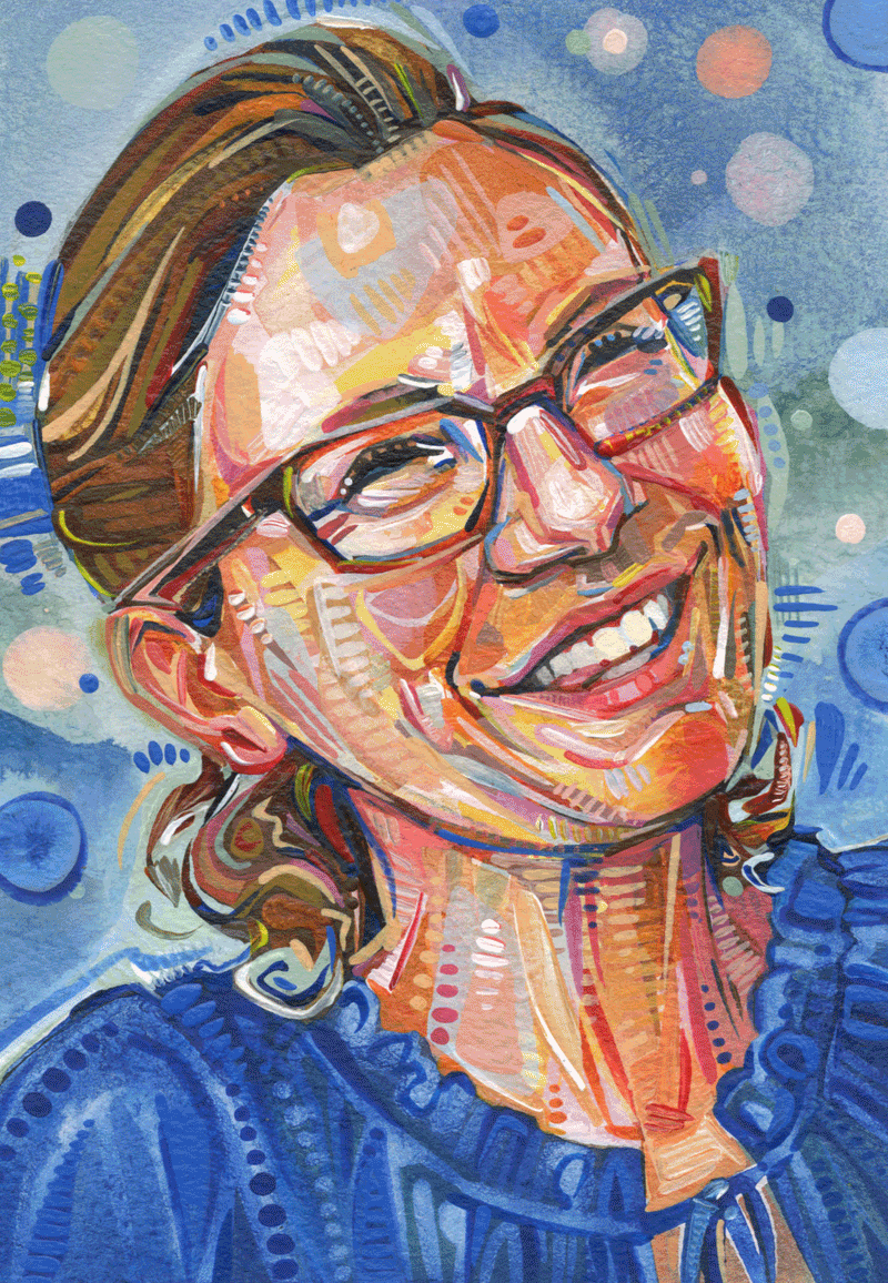 laughing woman painting by Lambertville artist Gwenn Seemel
