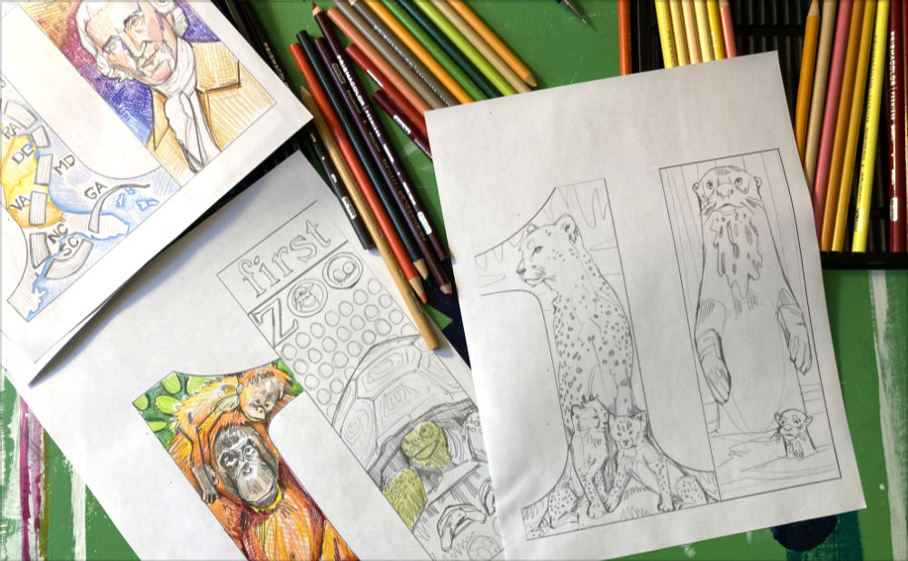 Gwenn Seemel’s studio, mock-ups for public art