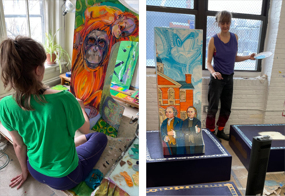 52 Weeks of Firsts sculptures being painted by American artist Gwenn Seemel