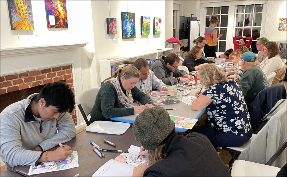 Gwenn Seemel at the Lambertville Free Public Library coloring event
