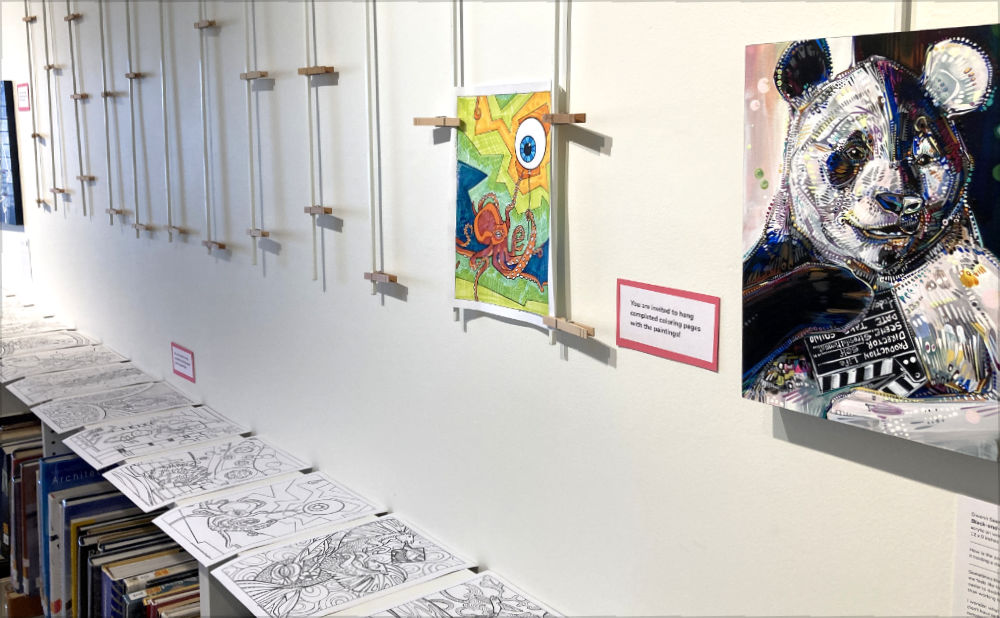 coloring page art with paintings at the Lambertville Free Public Library