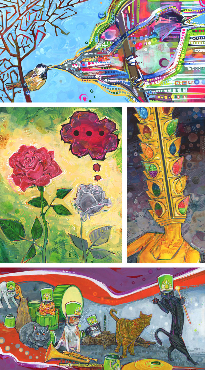 surreal paintings about mental health by Gwenn Seemel