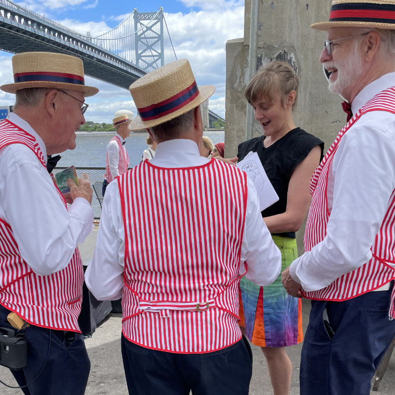 Philadelphia-area artist Gwenn Seemel at their first-ival on the Cherry Stree Pier
