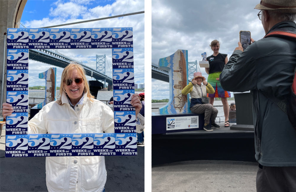Philadelphia-area artist Gwenn Seemel at their first-ival on the Cherry Stree Pier