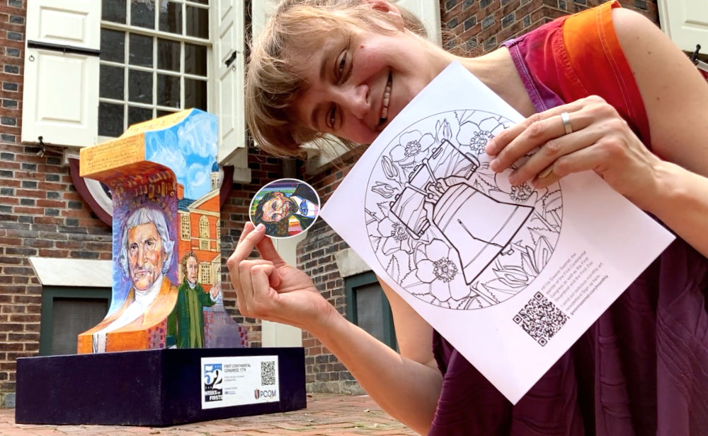 Gwenn Seemel with their art at Carpenters&rsquo; Hall