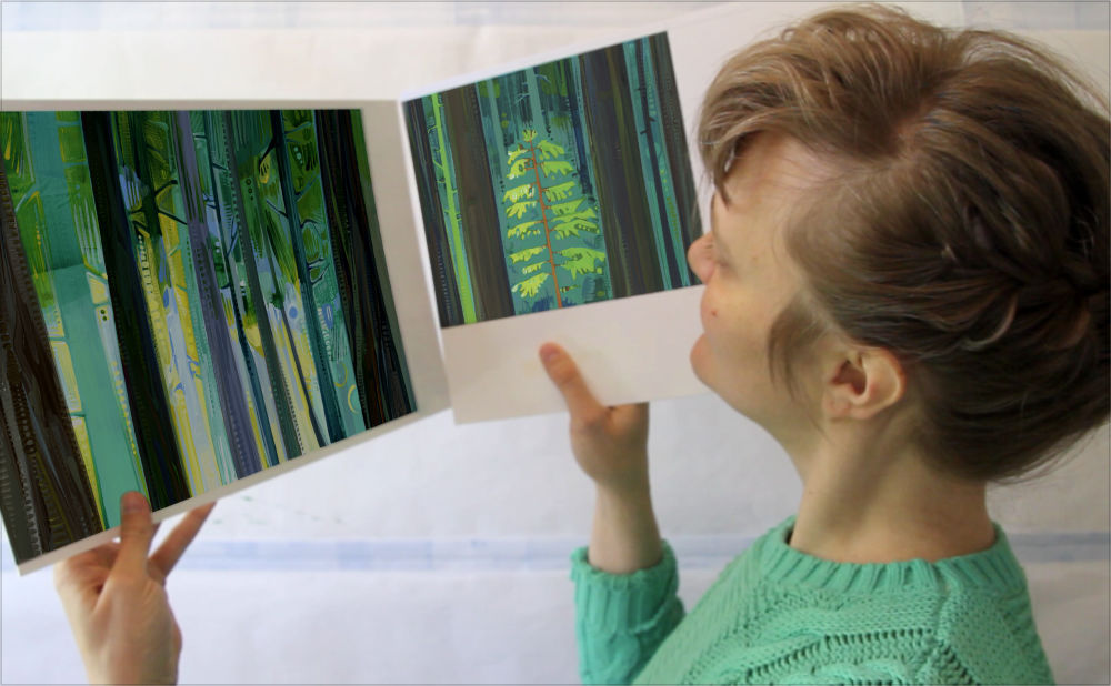 Philadelphia artist Gwenn Seemel with conceptual rendering for a mural