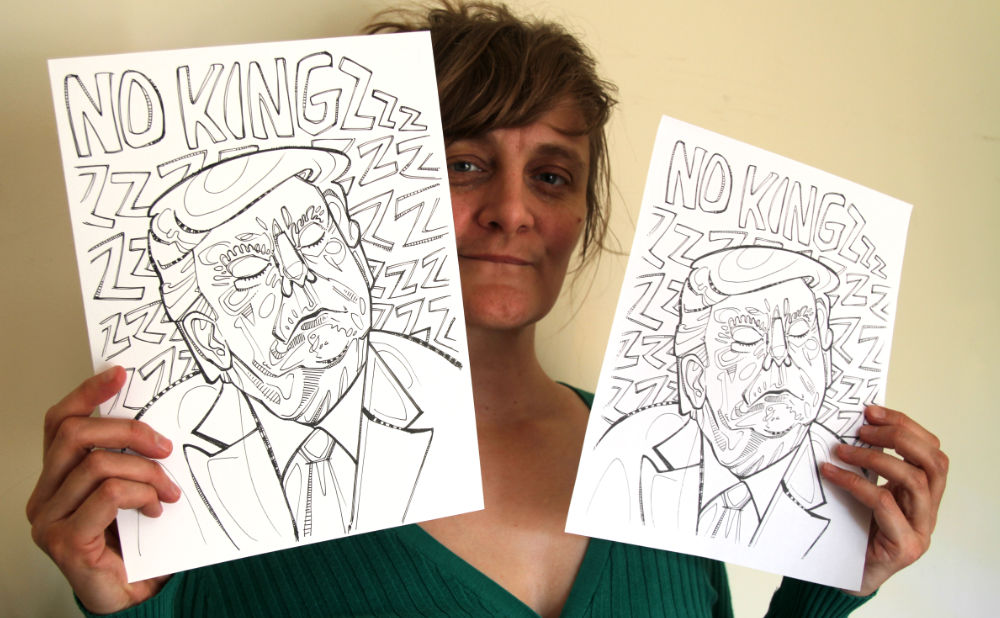 Gwenn Seemel sleepy Trump protest art coloring page