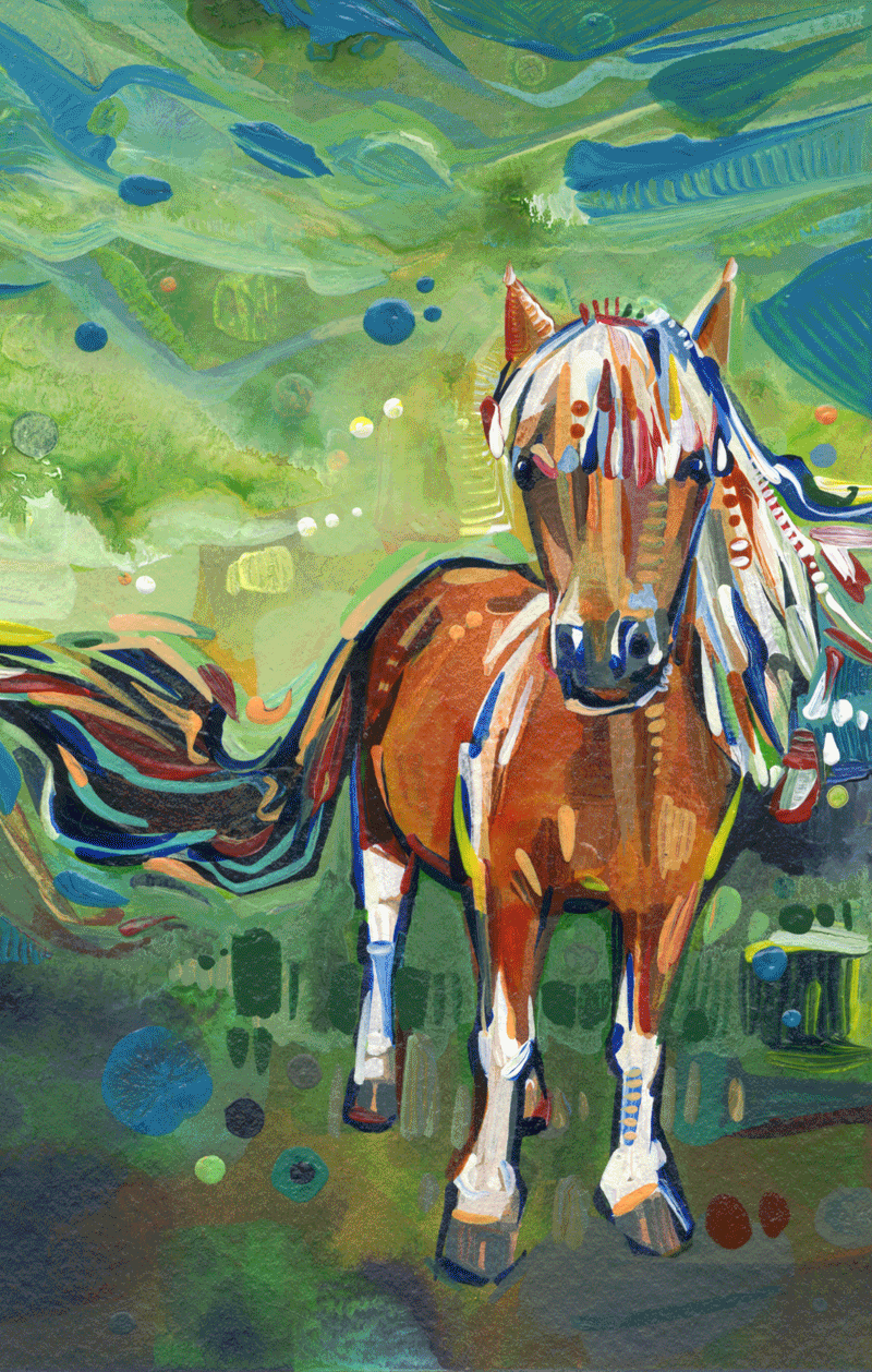 processus de peinture d&rsquo;un portrait de poney